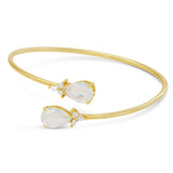 14kt Gold Plated Pear Shape Birthstone Crossover Cuff Bracelet