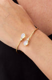 14kt Gold Plated Pear Shape Birthstone Crossover Cuff Bracelet