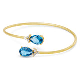 14kt Gold Plated Pear Shape Birthstone Crossover Cuff Bracelet