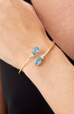 14kt Gold Plated Pear Shape Birthstone Crossover Cuff Bracelet