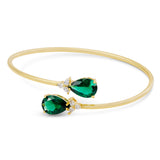 14kt Gold Plated Pear Shape Birthstone Crossover Cuff Bracelet