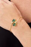 14kt Gold Plated Pear Shape Birthstone Crossover Cuff Bracelet