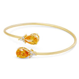 14kt Gold Plated Pear Shape Birthstone Crossover Cuff Bracelet