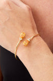 14kt Gold Plated Pear Shape Birthstone Crossover Cuff Bracelet