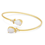 14kt Gold Plated Pear Shape Birthstone Crossover Cuff Bracelet