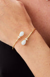 14kt Gold Plated Pear Shape Birthstone Crossover Cuff Bracelet