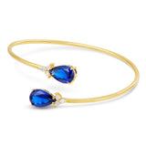 14kt Gold Plated Pear Shape Birthstone Crossover Cuff Bracelet