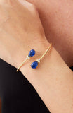 14kt Gold Plated Pear Shape Birthstone Crossover Cuff Bracelet