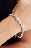Rhodium Plated Pave CZ Rondell Bracelet