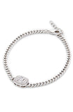 Rhod. Plated Cuban Link Bracelet with CZ Station