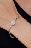 Rhod. Plated Cuban Link Bracelet with CZ Station
