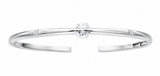 Rhodium Plated Round Solitaire Bangle Bracelet