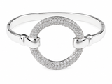 Rhodium Plated White CZ Bangle Bracelet