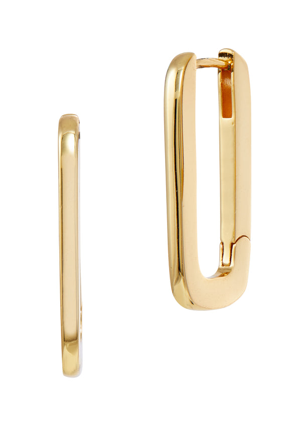 18K Gold Plated Bronze Paperclip Link Hoop Earring