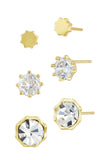 Earring Set of 3 with Graduated Size Scalloped Round CZ Studs