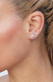 Earring Set of 3 with Graduated Size Scalloped Round CZ Studs