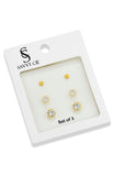 Earring Set of 3 with Graduated Size Scalloped Round CZ Studs