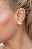 Pave CZ Twist with Pearl Stud in Brass
