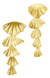 Tiered Fan Drop Earrings in Brass