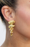Tiered Fan Drop Earrings in Brass