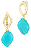 Gold Plated Blue Glass Earrings
