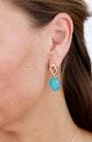 Gold Plated Blue Glass Earrings