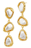 Gold Plated Pebble Pearl Drop Earrings
