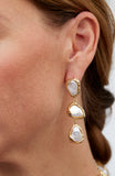 Gold Plated Pebble Pearl Drop Earrings
