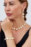Gold Plated Pebble Pearl Drop Earrings