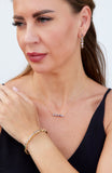 Gold Plated Purple CZ Multi Shape Drop Earrings