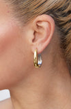 Two-Tone Reversible Oval Hoop Earrings in Brass