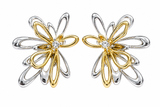Two-Tone 3D Flower Earrings