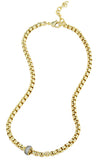 Gold Plated Pave CZ Rondell Necklace
