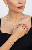 Bezel Set Mixed Shape CZ Necklace in Brass