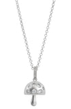 Modern Mushroom Pendant with Burnished CZ in Brass