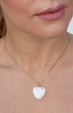 Studded Heart Enamel Pendant in Brass