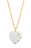 Studded Heart Enamel Pendant in Brass