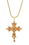 Champagne CZ Marquise Cross Pendant in Brass