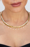 Omega Style Necklace with Round CZ in Brass