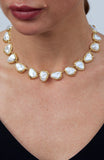 Gold Plated Pebble Pearl Necklace