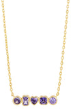 Gold Plated Purple CZ Multi Shape Necklace