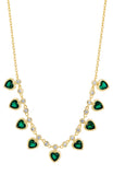 Gold Plated Green Heart Dangle Necklace