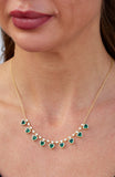 Gold Plated Green Heart Dangle Necklace