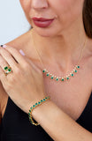 Gold Plated Green Heart Dangle Necklace