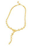 Gold Plated CZ "Y" Statement Fashion Necklace