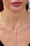 Gold Plated CZ "Y" Statement Fashion Necklace