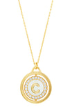 14kt Gold Plated Mother of Pearl and CZ Rotating Initial Necklace