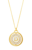 14kt Gold Plated Mother of Pearl and CZ Rotating Initial Necklace