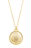14kt Gold Plated Mother of Pearl and CZ Rotating Initial Necklace