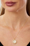14kt Gold Plated Mother of Pearl and CZ Rotating Initial Necklace